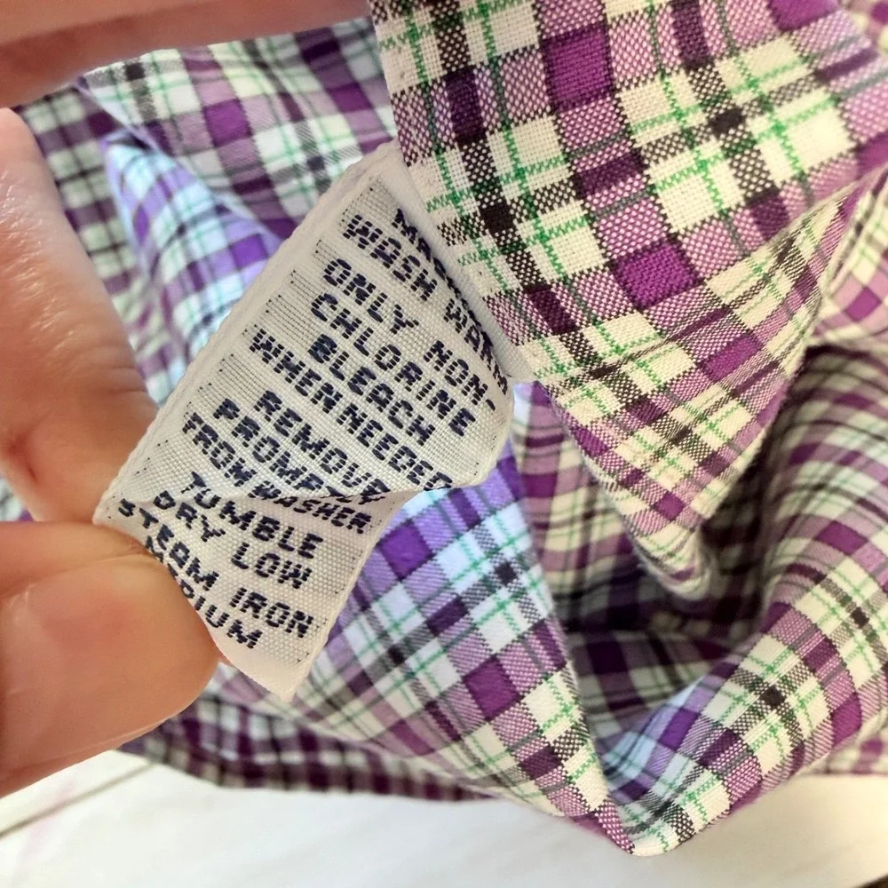Ralph Lauren Button‎ Down Mens L Purple Green Plaid Classic Fit Long Sleeve Pony